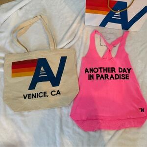 - NWT RARE Aviator Nation Another Day In Paradise Tank size Small + Tote bag